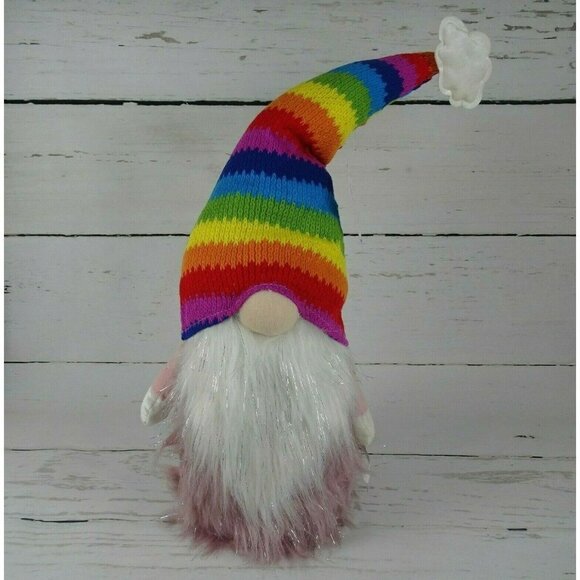 New Jingles & Joy Nordic Gnome Rainbow Pride Crochet Christmas Home Decor - Picture 2 of 12